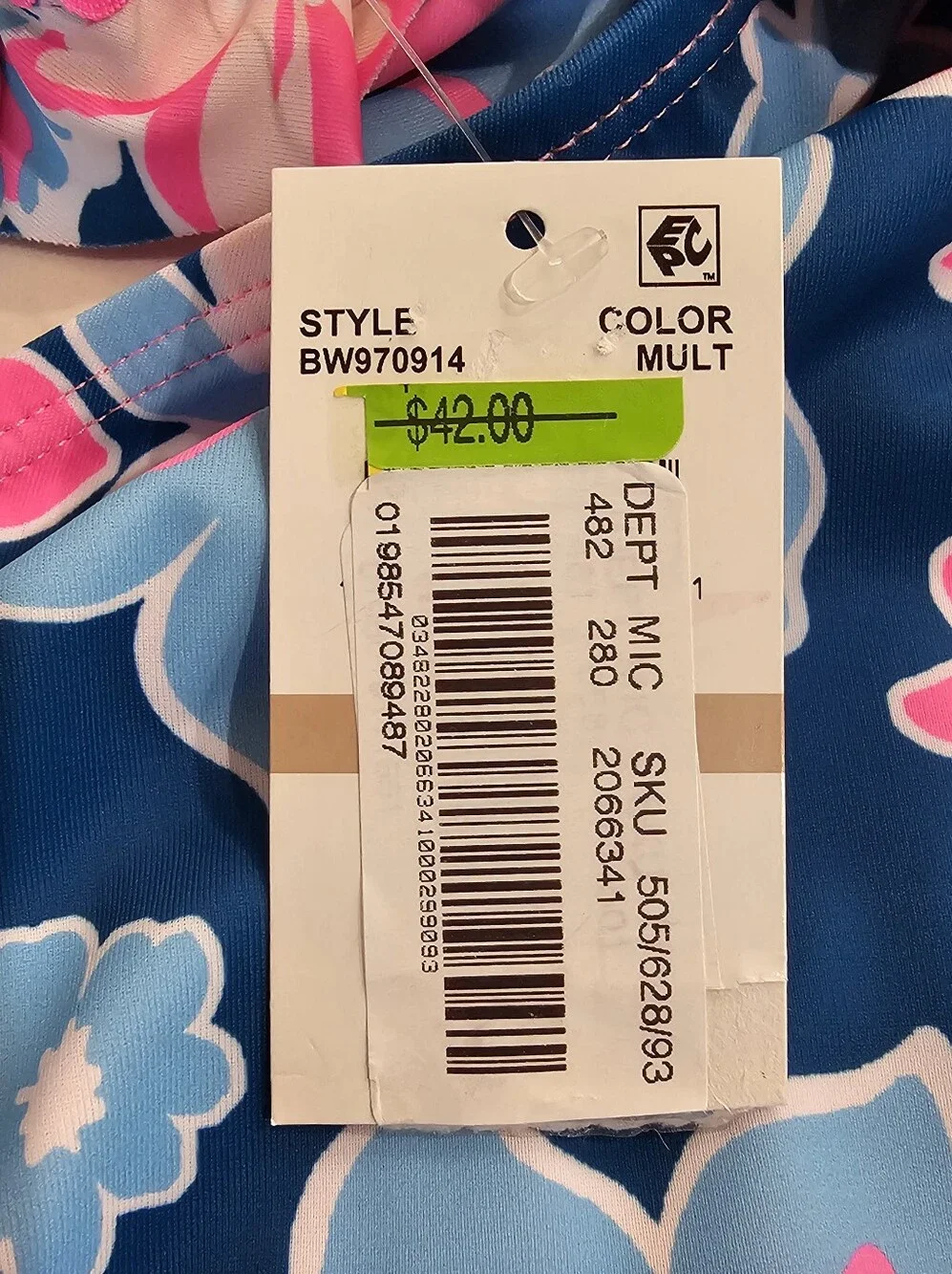 Girls' Navy Tropocal Floral Two-Piece Swim Set Bikini W/Pink Accents Size 12 NWT
